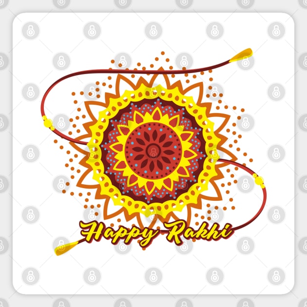 Happy Rakhi, yellow Magnet by HolidayBug